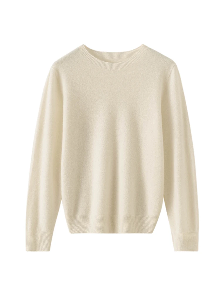 

New Chic Autumn Winter Basic O-neck Women's Clothing 100% Cashmere Sweater Pullover Solid Color Female Grace Soft Knitted Tops