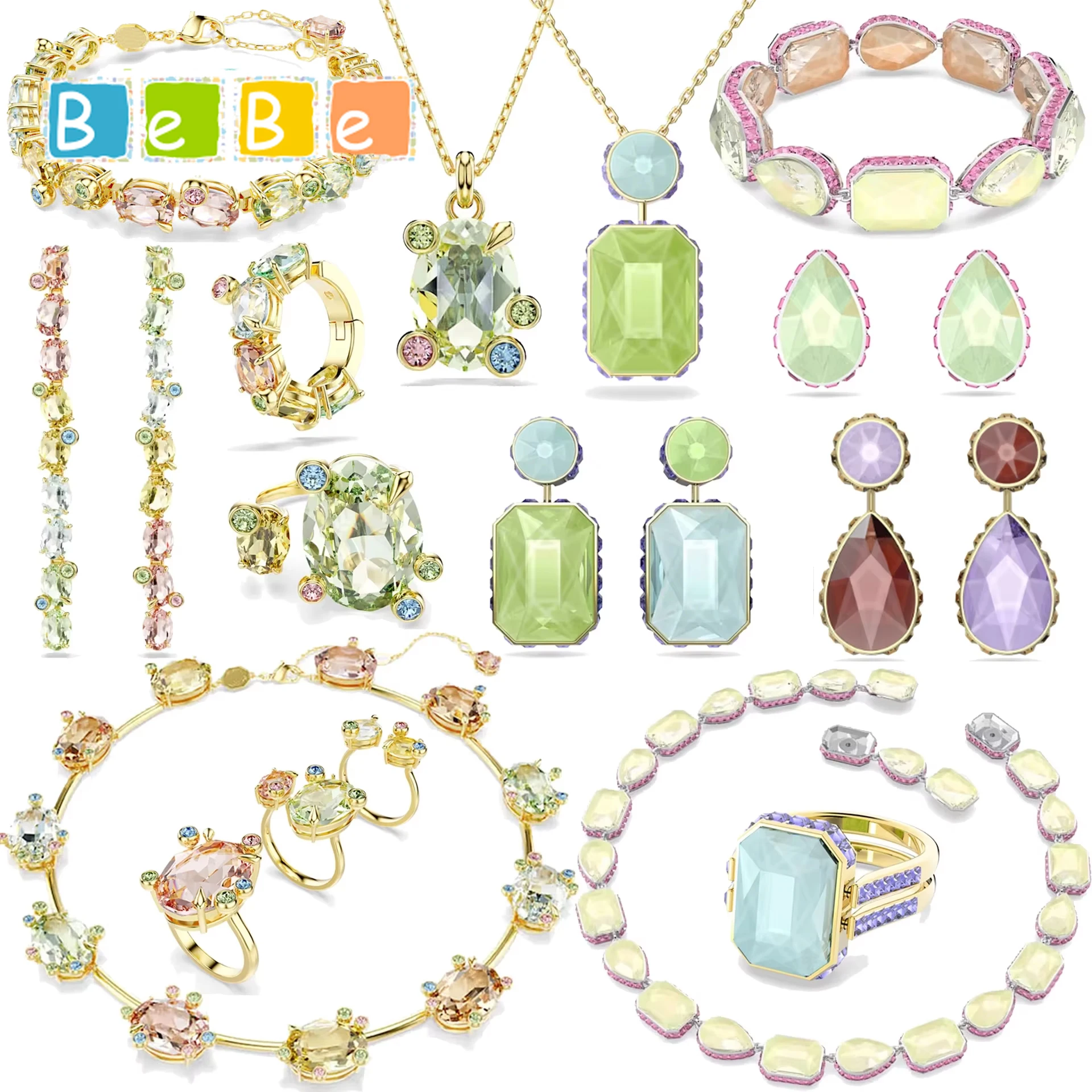 2026 Light Luxury High-quality Commemorative Jewelry Sets Charm Blue Green Double Sided Crystal Earrings Romantic Gift for Women