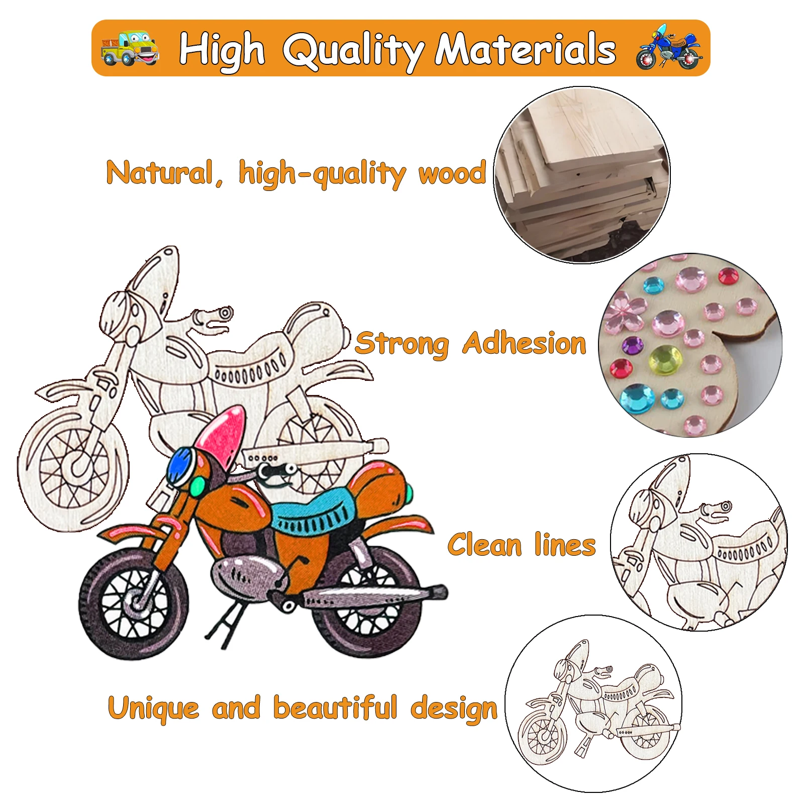 Conjunto de artesanato de 270 peças - Conjunto de transporte de madeira DIY, artesanato em madeira - artesanato criativo para festa de aniversário