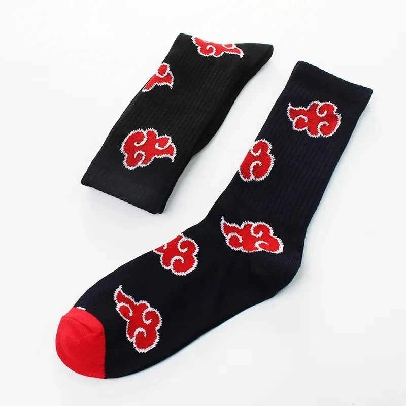 Halloween Anime Red Cloud Akatsuki High Quality Socks Ninja Unisex Adult Cotton Socks Cosplay Men And Women Outdoor Sockings