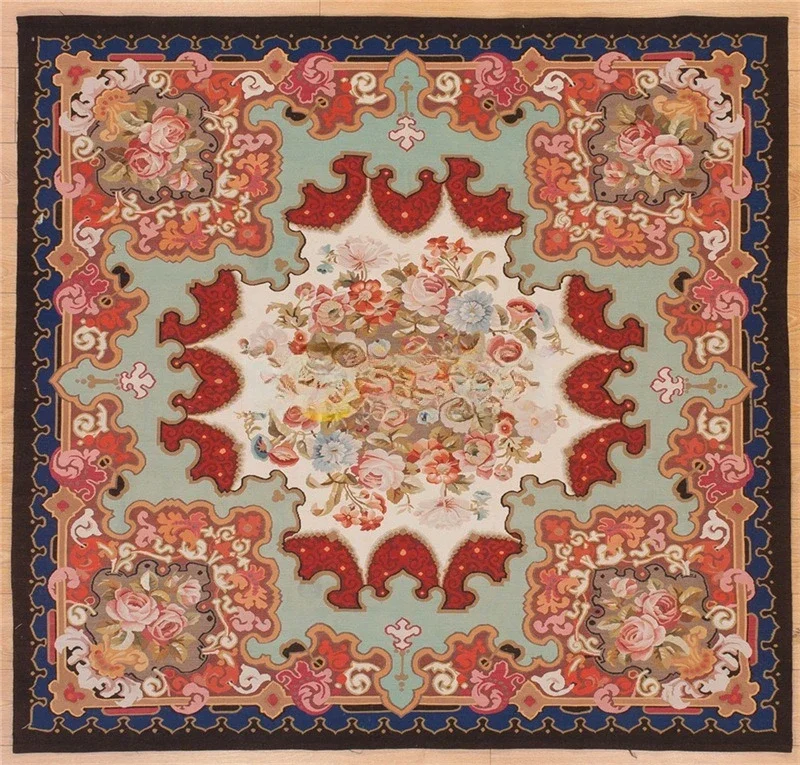 Carpet 100% wool hand-woven fabric style bedroom geometric decoration