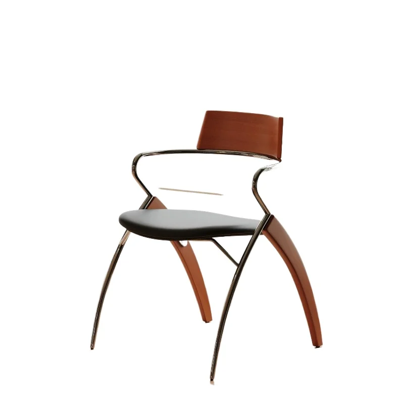 كرسي طعام منزلي بمسند ذراع عتيق وحقيبة ناعمة كرسي من الخشب الصلب Bauhaus بسيط وخفيف الوزن وفاخر جديد