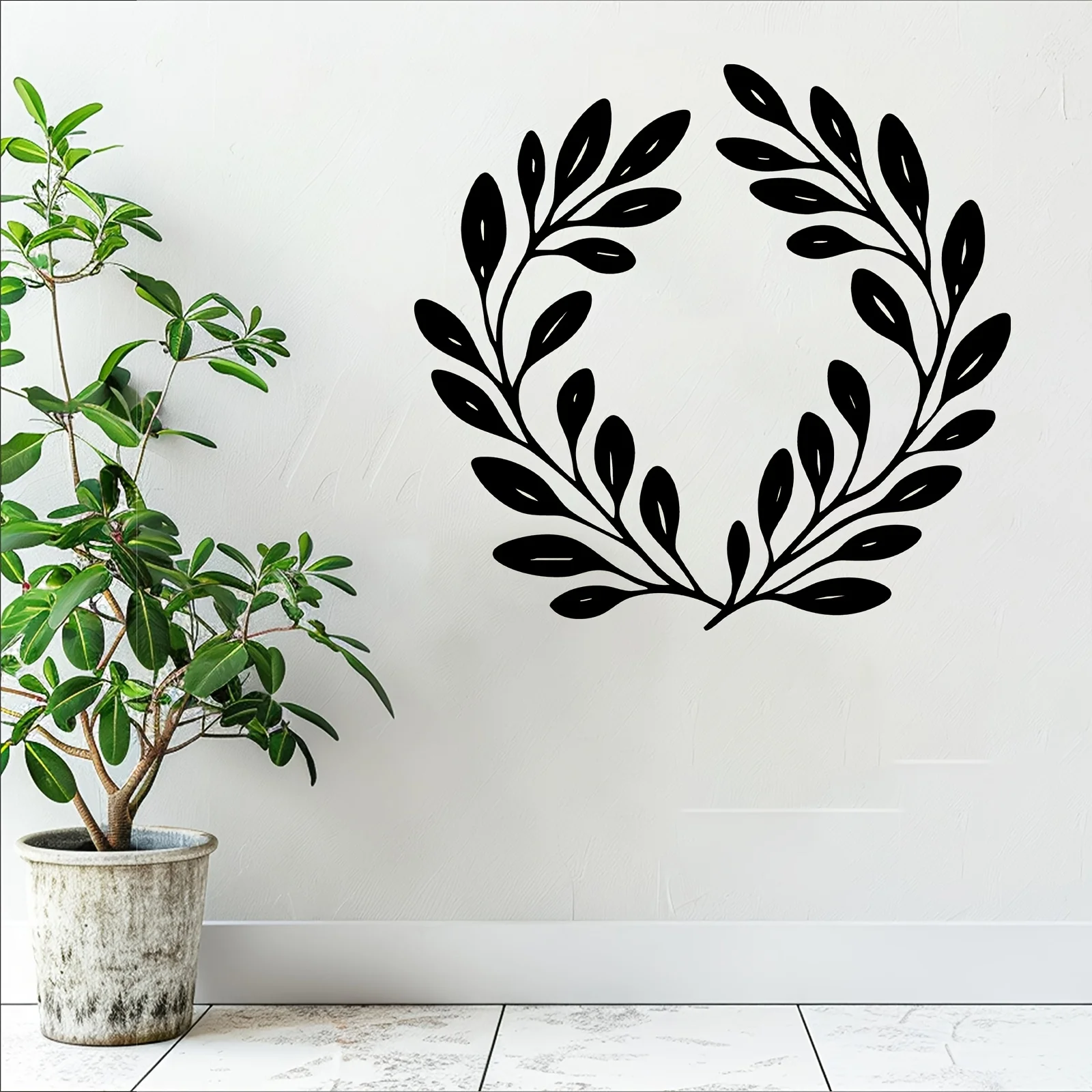 CIFbuy Metal Wall Art Rustproof Olive Wreath Iron Decor Waterproof Sign for Indoor Outdoor Living Room Garden Patio