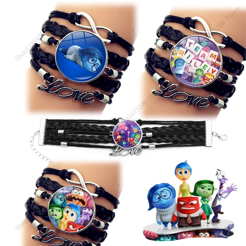 Disney Inside Out 2 Bracelet Bing Bong Joy Sadness Anger Disgust Anime Peripherals Leather Bracelet Wristband Girls Jewelry Gift