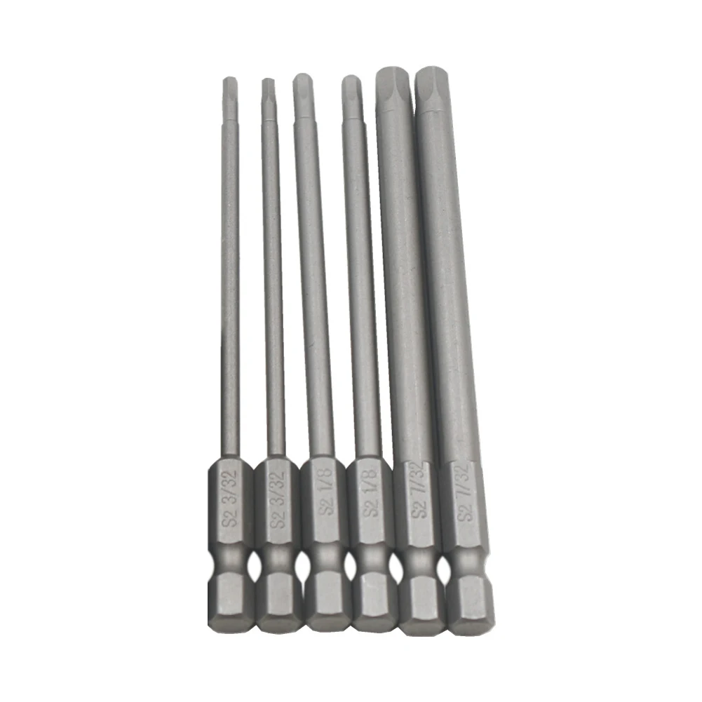 6Pcs 1/4\'\' Hex Screwdriver Bit Magneti Tip Screw Driver Allen Wrench H1/8 3/32 5/32 3/16 7/32 5/16 Key Screwdriver Drill Bit Set