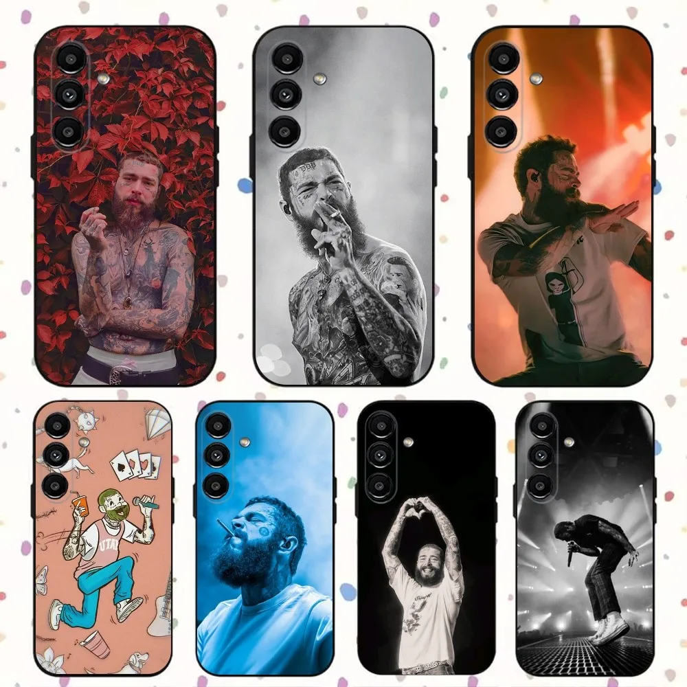 P-post Singer M-Malones Phone Case For Samsung S24,S21,S22,S23,S30,Ultra,S20,Plus,Fe,Lite,Note,10,9,5G Black Soft Cover