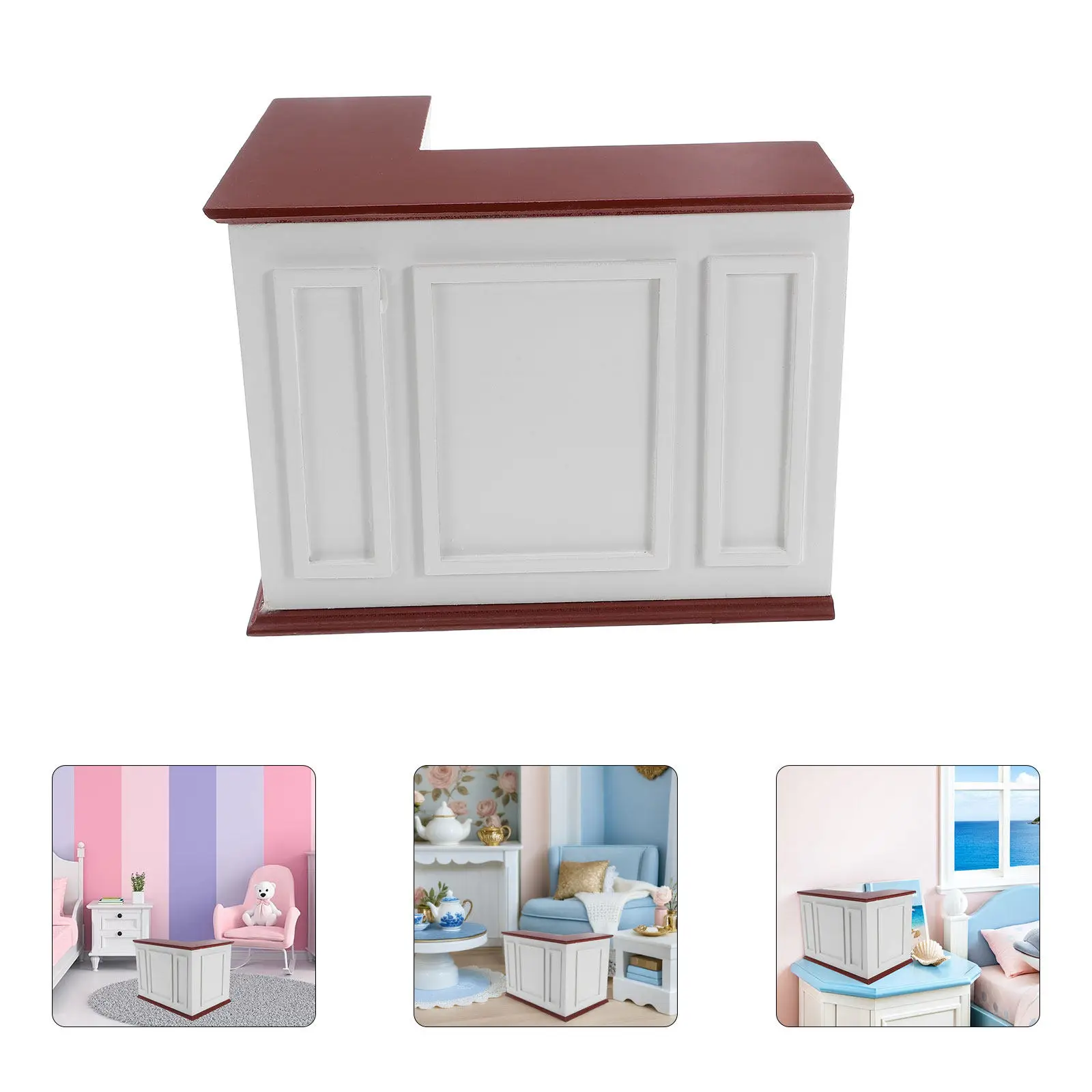 

Realistic Mini Bar Table 1:8 Size Wood Crafted Dollhouse Display Cabinet Ideal for Mini House Decoration Desktop Scene Modeling