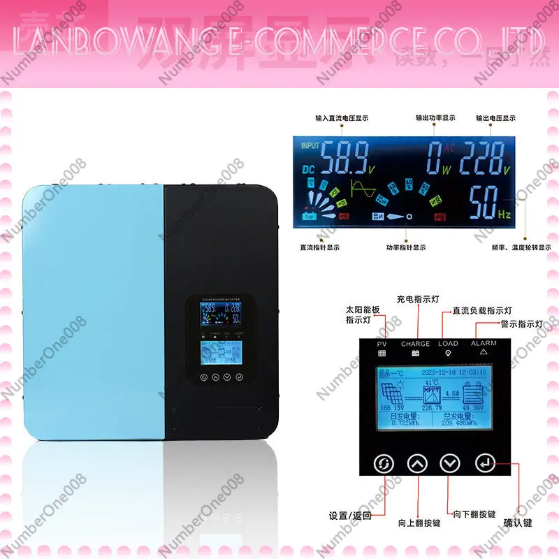 MPPT Solar Inverter 12V-96V Pure Sine Wave Off-Grid Hybrid Charger for Home
