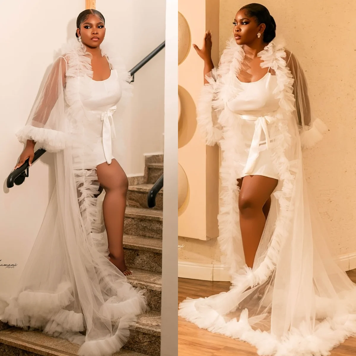 Sexy Bride Robe Customized Two Pieces Wedding Gowns Women Bathrobe Maternity Dress For Babyshower