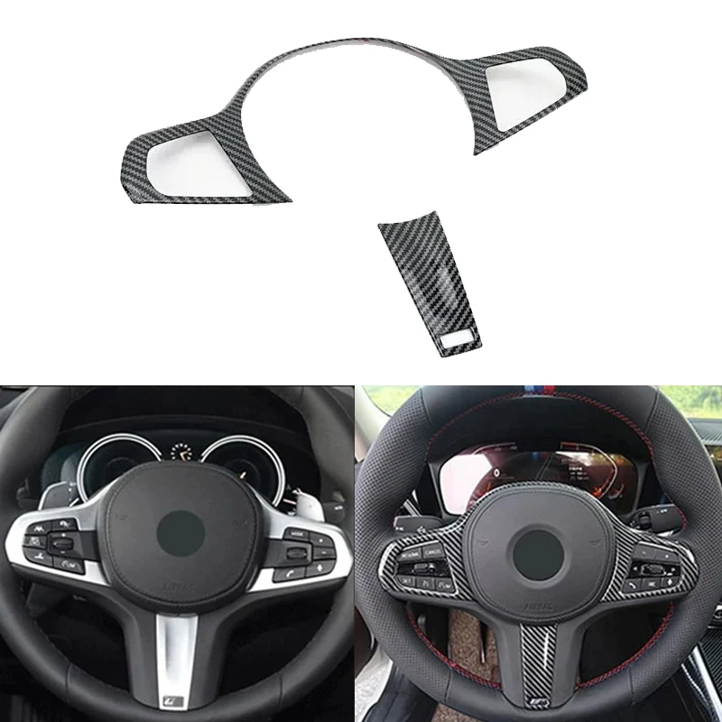 

Car Accessories For BMW 3 Series G20 2019-2021 ABS Material 3D Carbon Fiber Car Steering Wheel Button Cover Trim Stickers