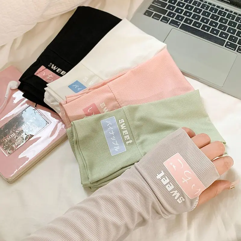 

UV Solar Arm Sleeves Y2K Harajuku Long Sleeve Ice Silk Driving Arm Cover Sun-protective Summer Women Anti-Sunburn Cool Muff