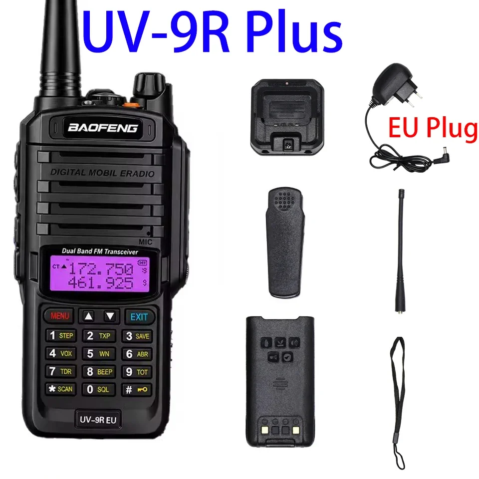 8000 mAH walkie talkDual Band Waterproof Walkie Talkie UV-9R Plus 15W IP67 20KM Long Range Portable VHF/UHF Transceiver Walkie T