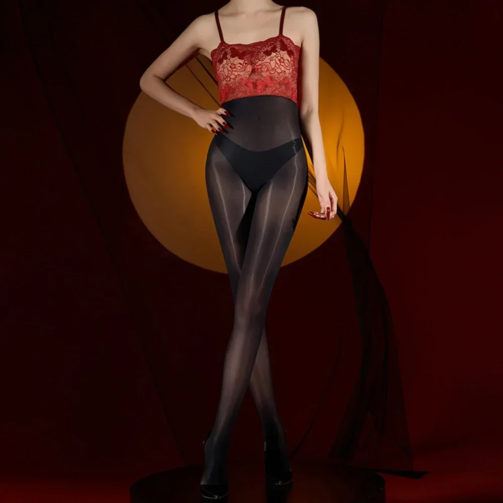여성 란제리 튜브 탑 서스펜더 반짝 이는 투명 팬티 레이스 섹시한 스타킹 바디 슈트 통기성 속옷 여름 잠옷