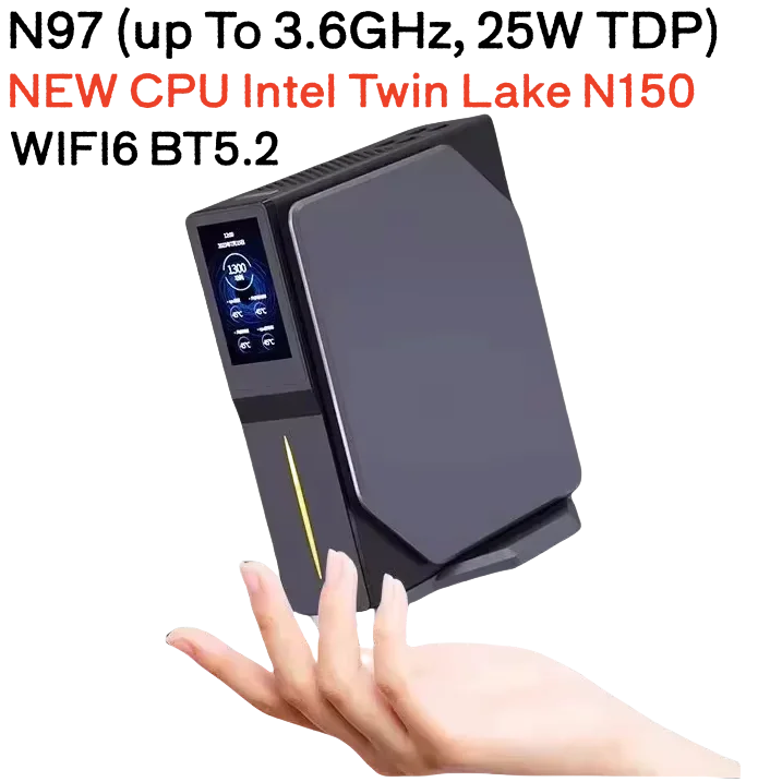 SZBOX S1 Intel N150 N97 (up To 3.6GHz, 25W TDP) MINI PC WIFI6 BT5.2 Wins11Pro DDR4 3200MHz 16GB 512GB RGB Light Gaming Computer