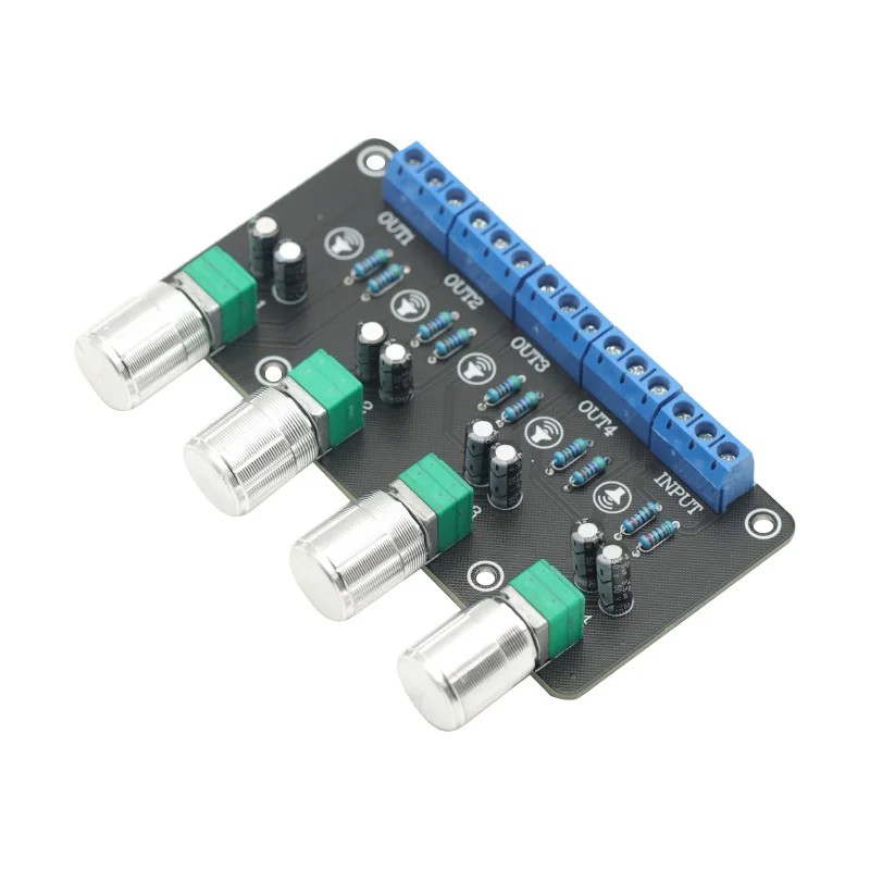 

1PCS Passive Audio Signal Splitter 1 in 4 Out Volume Knob Independently Controls Multiple Signals Module Board diy