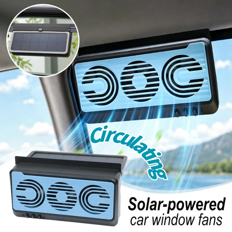 Car Exhaust Fan Solar Powered 3 Fans Design Auto Ventilation Cooler Vehicle Heat Dissipation Air Circulation Fan Car Accessory