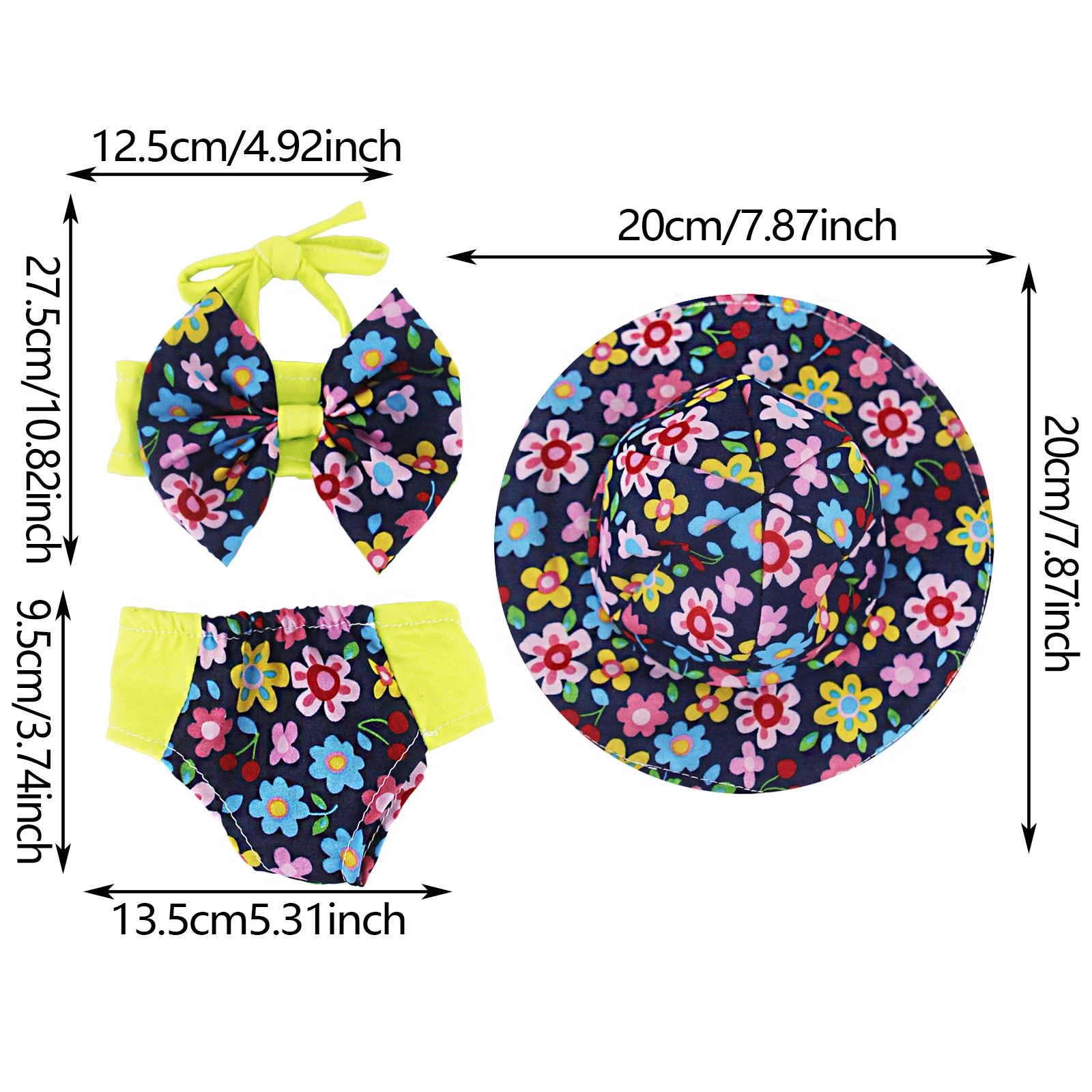 Pink Bows Swimsuit Fish Scale Style For 43Cm Baby Items&18Inch American Doll Girl,Generation Born Baby Accessories Doll Clothes