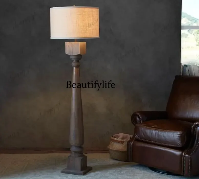 M138 French new retro solid wood old living room bedroom study floor lamp restaurant hotel meeting decoration