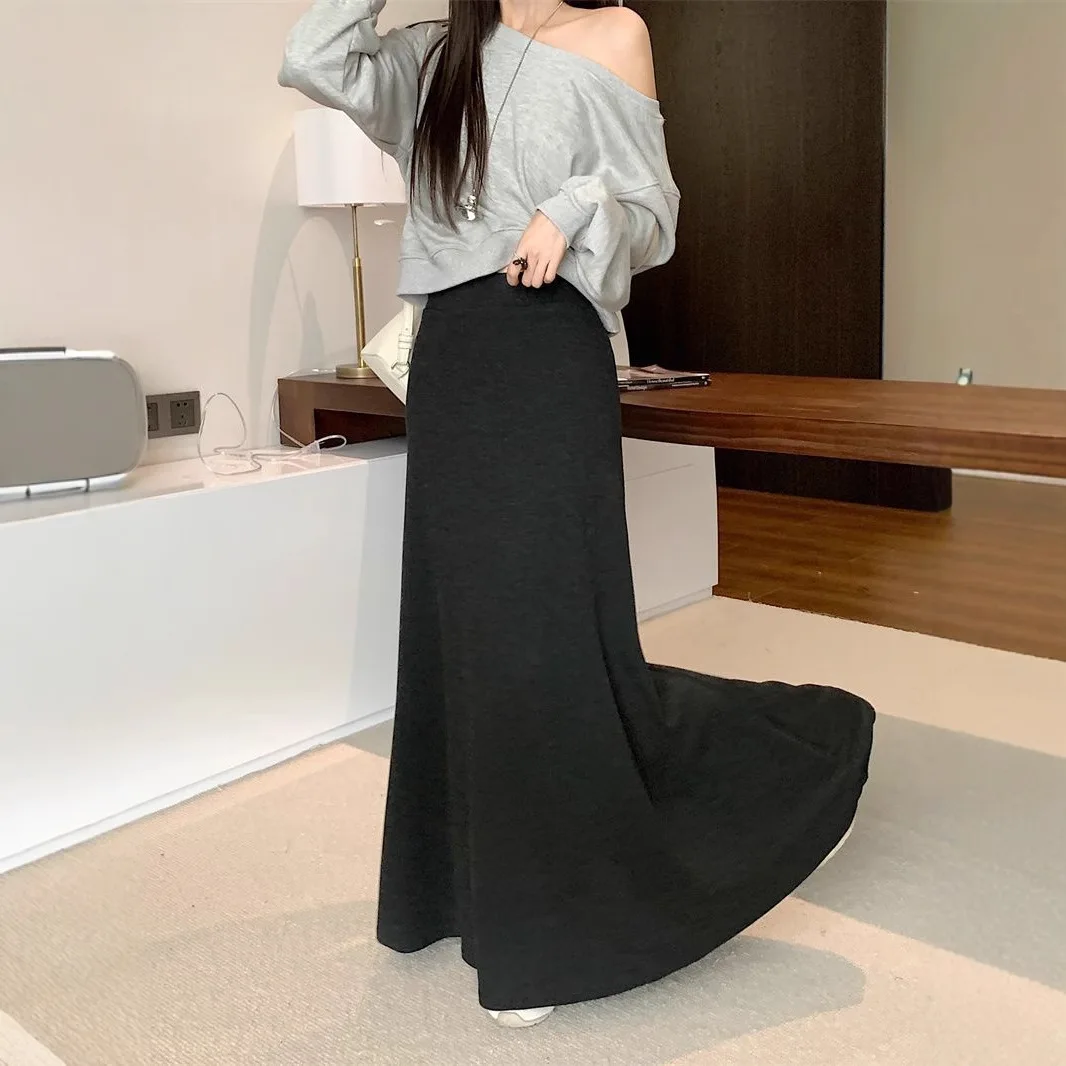 High Waist  Fishtail Skirt  Half Body Skirt Women's Unique Spring and Autumn Feeling, Loose Lotus Leaf Edge Skirt