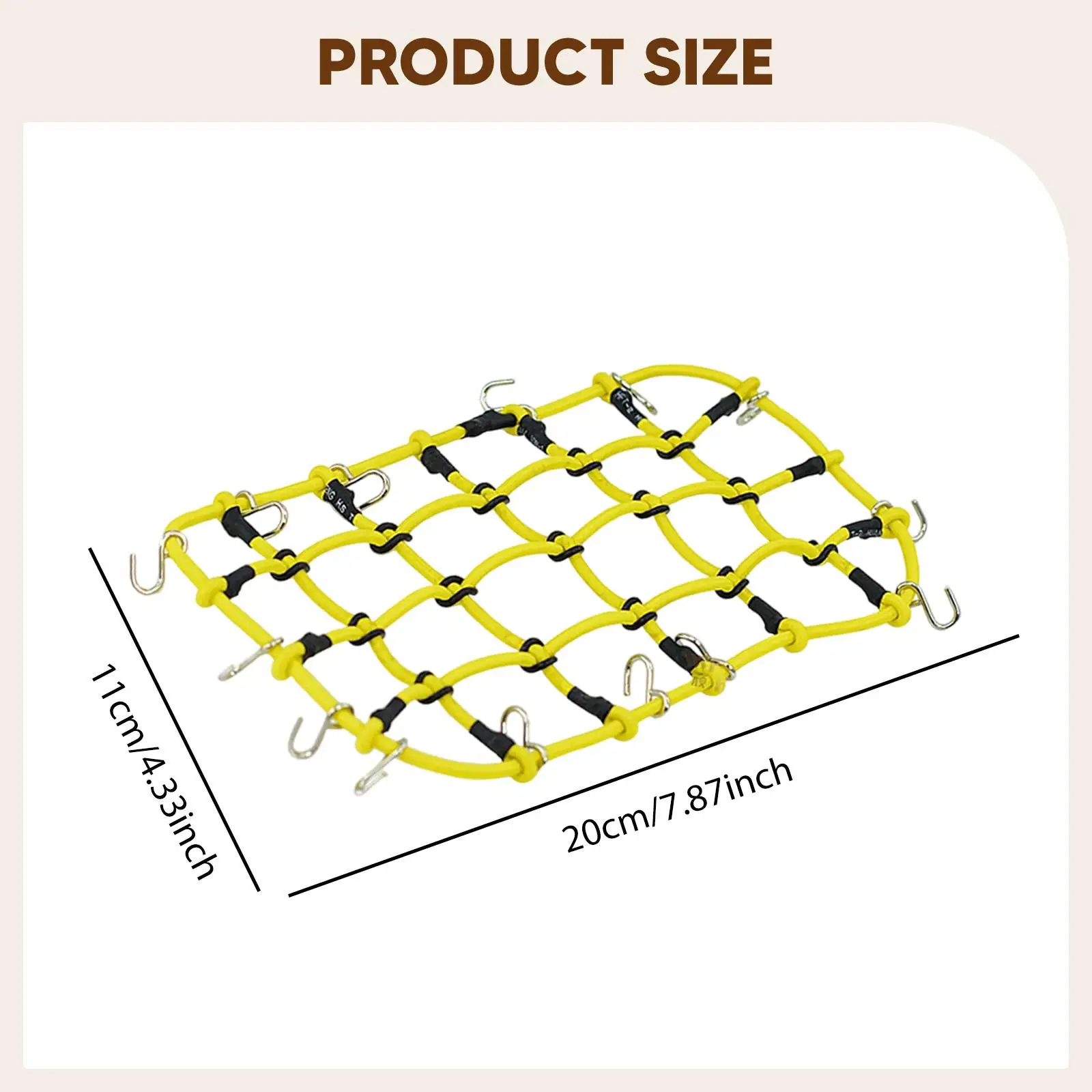 ตาข่ายเก็บของตกแต่งรถ RC แข็งแรง ยืดหยุ่น พร้อมตะขอโลหะ สำหรับรถบรรทุก SCX10 รถโมเดลงานอดิเรก รถไต่เขา