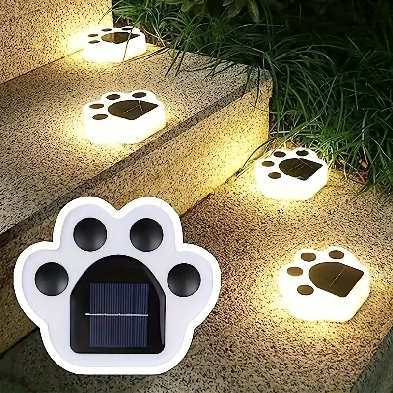 

1-12 шт., уличный светодиодный солнечный свет, водонепроницаемый, для собак, кошек, с принтом лапы, дорожки, газонная лампа для сада, патио, летнего кемпинга, домашнего декора