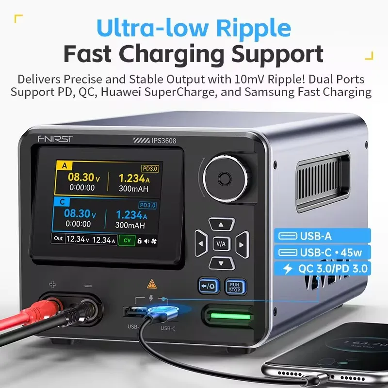 IPS3608 قابل للتعديل التيار المتناوب إلى تيار مستمر للبرمجة تحويل الطاقة العرض 36 فولت 8A 285 واط الجهد الحالي منظم USB نوع-C واجهة