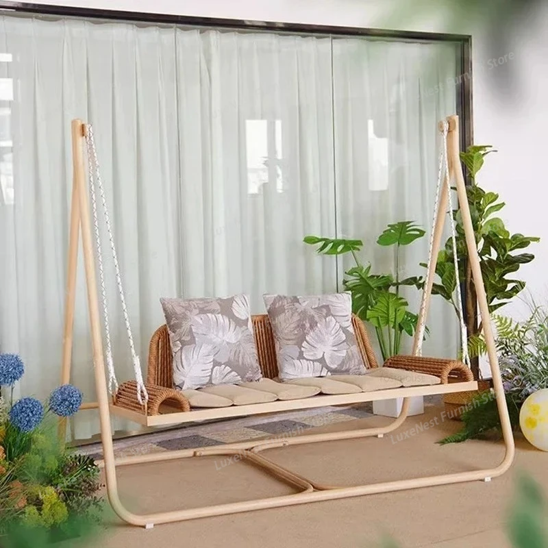 with Bracket Outdoor Swings Home Balcony Double Swing Chair Leisure Outdoor Furniture Villa Patio Garden Hanging Basket