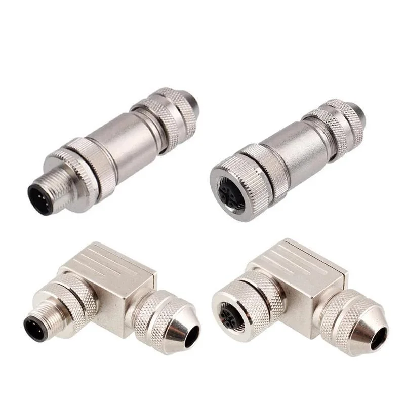 

Hot sales M12 Screw Metal Straight Angled Assembled Connectors Plug 2 3 4 5 6 8 Pins A B D Male Female PG7 PG9 Metal Connectors