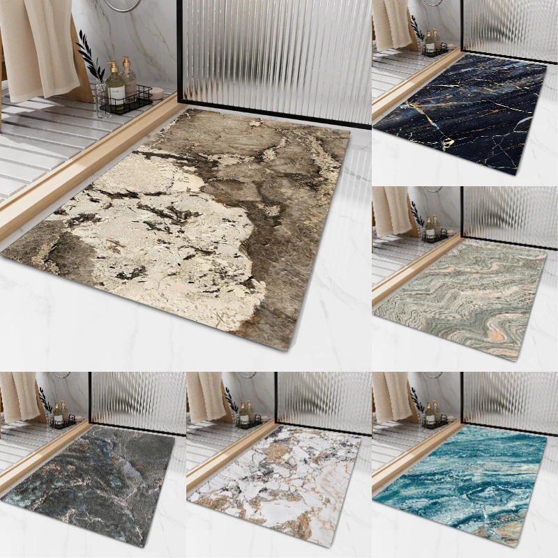 الحصير الحديثة الحد الأدنى الرخام طباعة الحصير للحمامات المطابخ والحمامات حصيرة التي تمتص الماء جافها بسرعة وغير قابلة للانزلاق #1