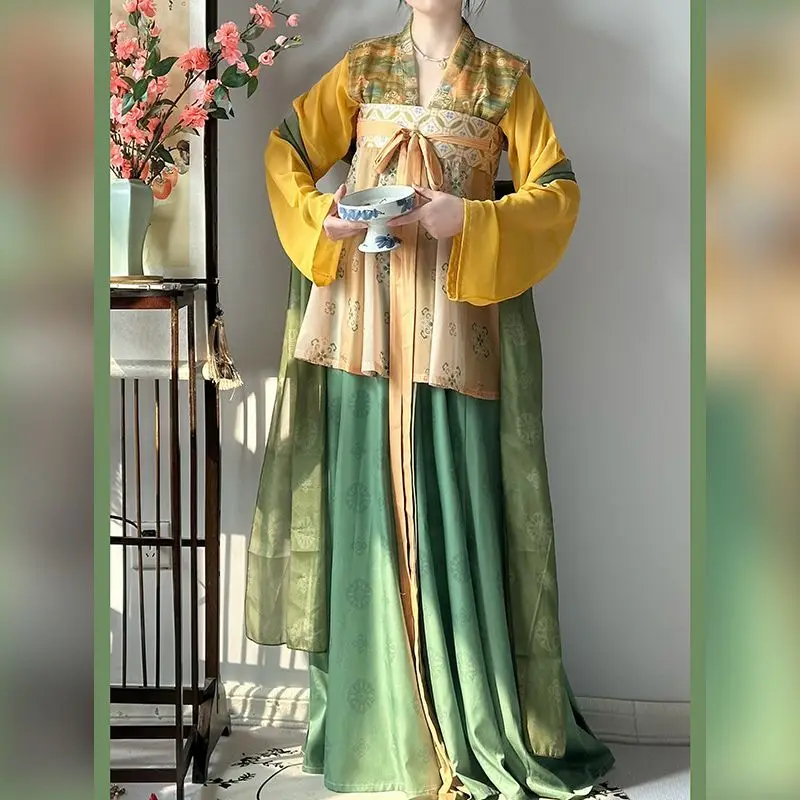 

Original Tang Dynasty Hanfu Set - Women's Elegant Beizi + High-waist Skirt Traditional Chinese Clothing Fairy Halloween Costume