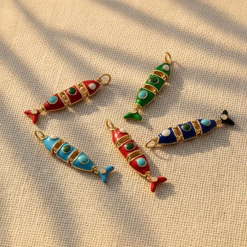 Fresh Style Colored Enamel Fish DIY Charms Jewelry Accessories for Earrings Bracelet Necklace Daily Wear Making