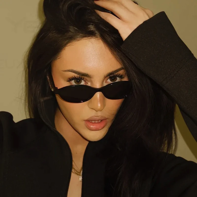 Fashion Small Frame Elliptical Sunglasses Women Colorful Lens Cat Eye Glasses Simple Design Sun Glasses UV400