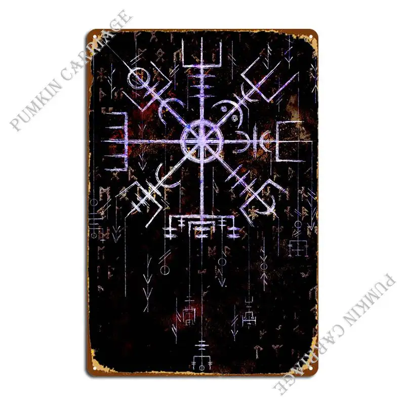 Vegvisir Nordic Compass Metal Sign Poster Wall Mural Cinema Wall Decor Club Tin Sign Poster