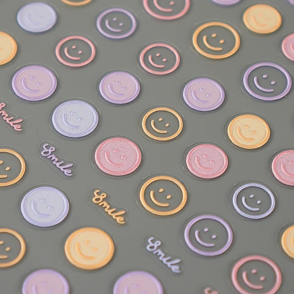 5D رائعة الوجه المبتسم مسمار ملصقات تنقش اليابانية معكرون مسمار الفن ذاتية اللصق زينة اكسسوارات DIY بها بنفسك