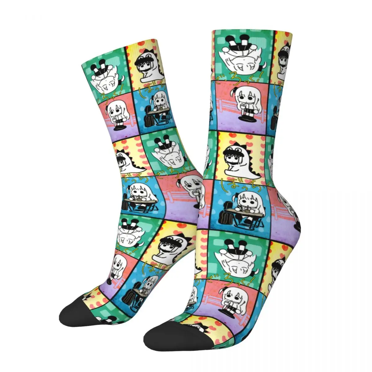 Harajuku Bocchi The Rock Anime Basketball Socks Polyester Crew Socks for Unisex Non-slip