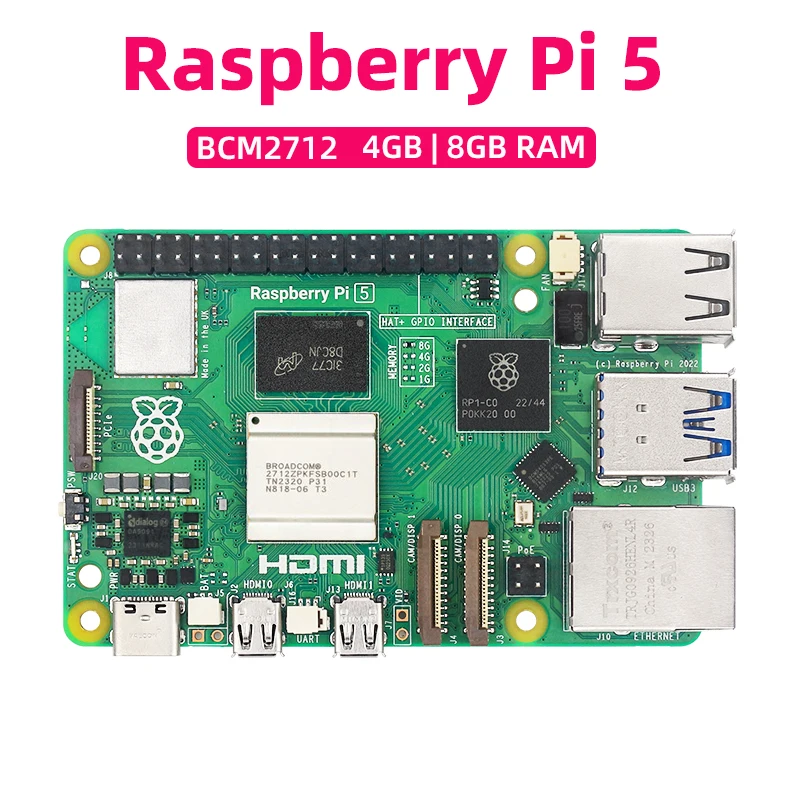 

Original Raspberry Pi 5 4G 8G RAM BCM2712 2.4GHz VideoCore VII GPU 4Kp60 PCIe 2.0 RTC Optional Case Fan Power Supply for Pi5