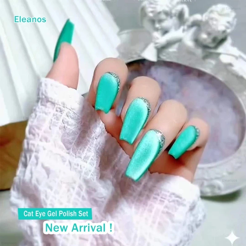 Eleanuos 13 مللي عين القط مجموعة طلاء الأظافر 8 ألوان البحر قزم المغناطيس الهجين ورنيش الصيف المغناطيسي ورنيش مسمار الفن UV جل الورنيش عدة