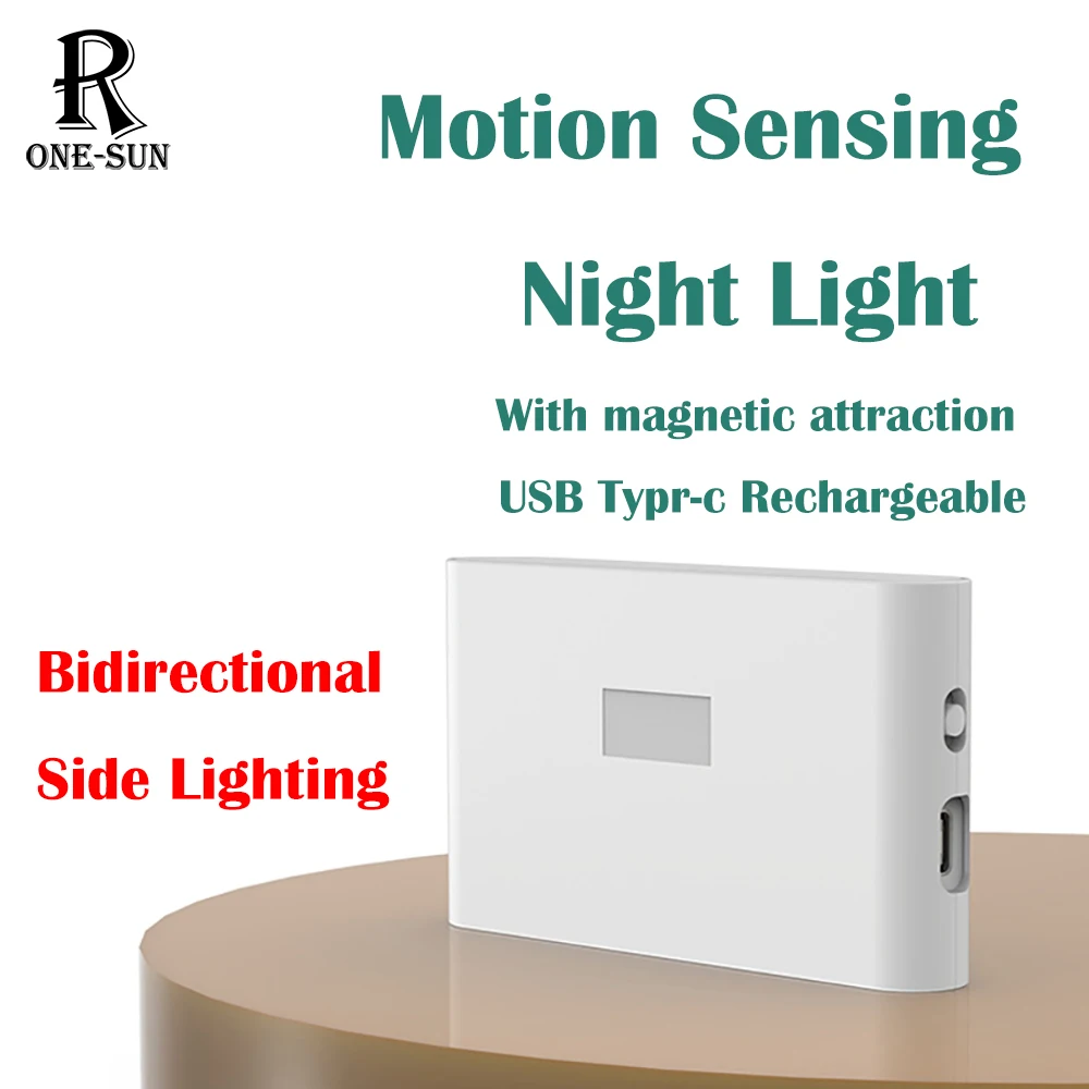 

LED NightLight, PIR Motion Sensor Lights, Type-C Charging, Magnetic Suction Convenient, Warm Wall Lamp for Bedroom Stair Toilet