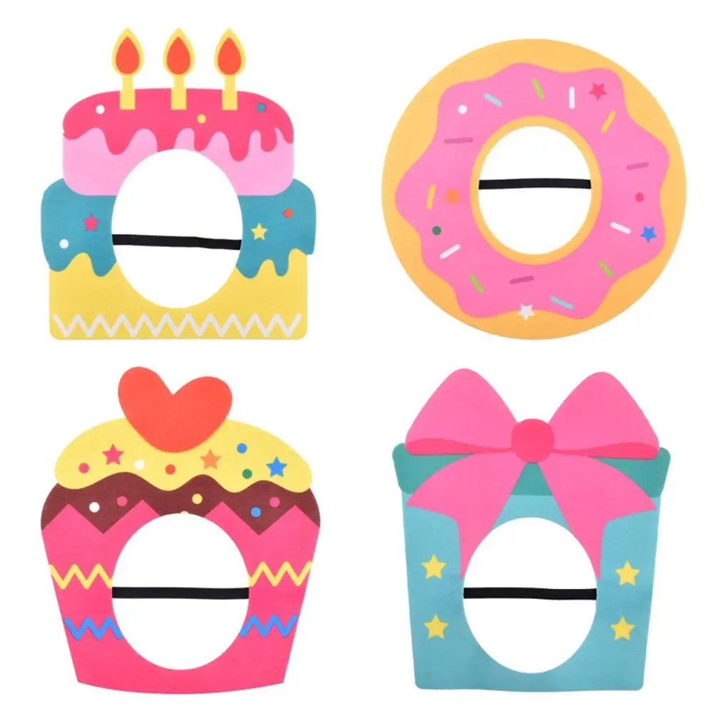 Multicolor Cake Hat Party Cap Felt Cartoon Cake Cake Decoration Mask with Rope Photo Props Party Photo Props