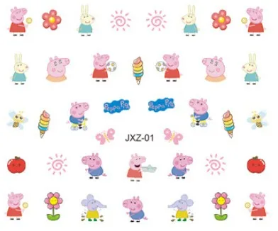 Peppa Pig Nail Stickers Kawaii Toys Children\'s Cartoon Dolls Makeup Toys Nylon Stickers Girls Birthday Gifts