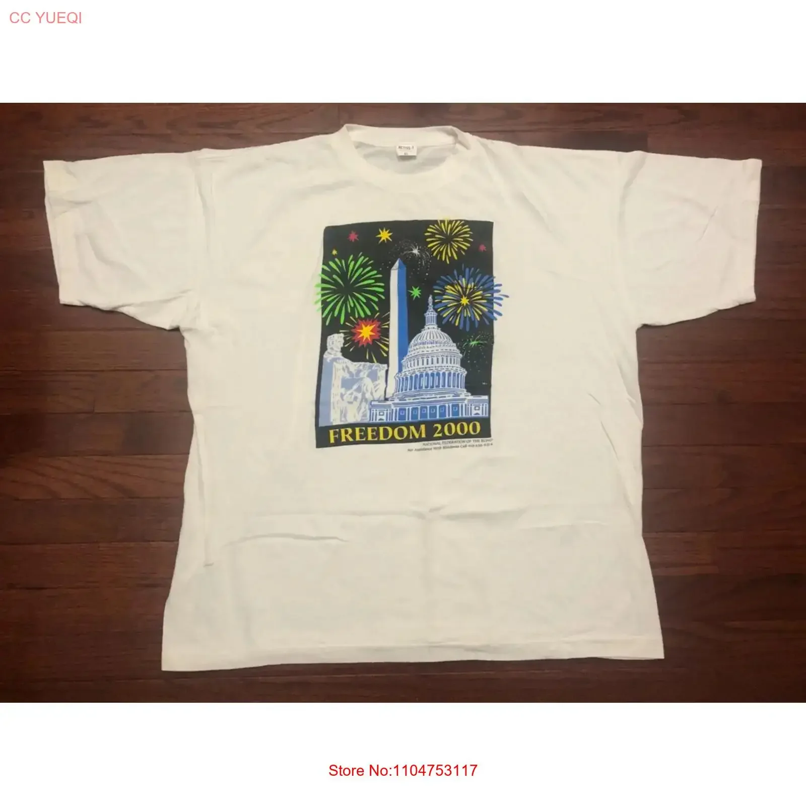 2000 FREEDOM WASHINGTON D C T SHIRT MENS XL NATIONAL FEDERATION FOR THE BLIND e vintage Washed designer clothes graphic
