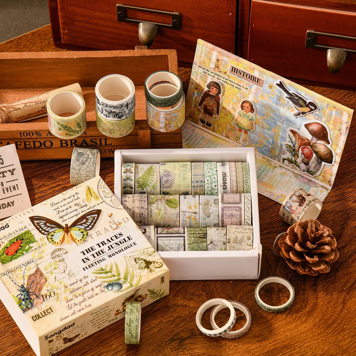 20 Rollen/Box Retro Washi Tape Set, Geeignet für DIY-Handbücher, Artikel, Geschenkverpackungen, Exquisite Dekorationsartikel