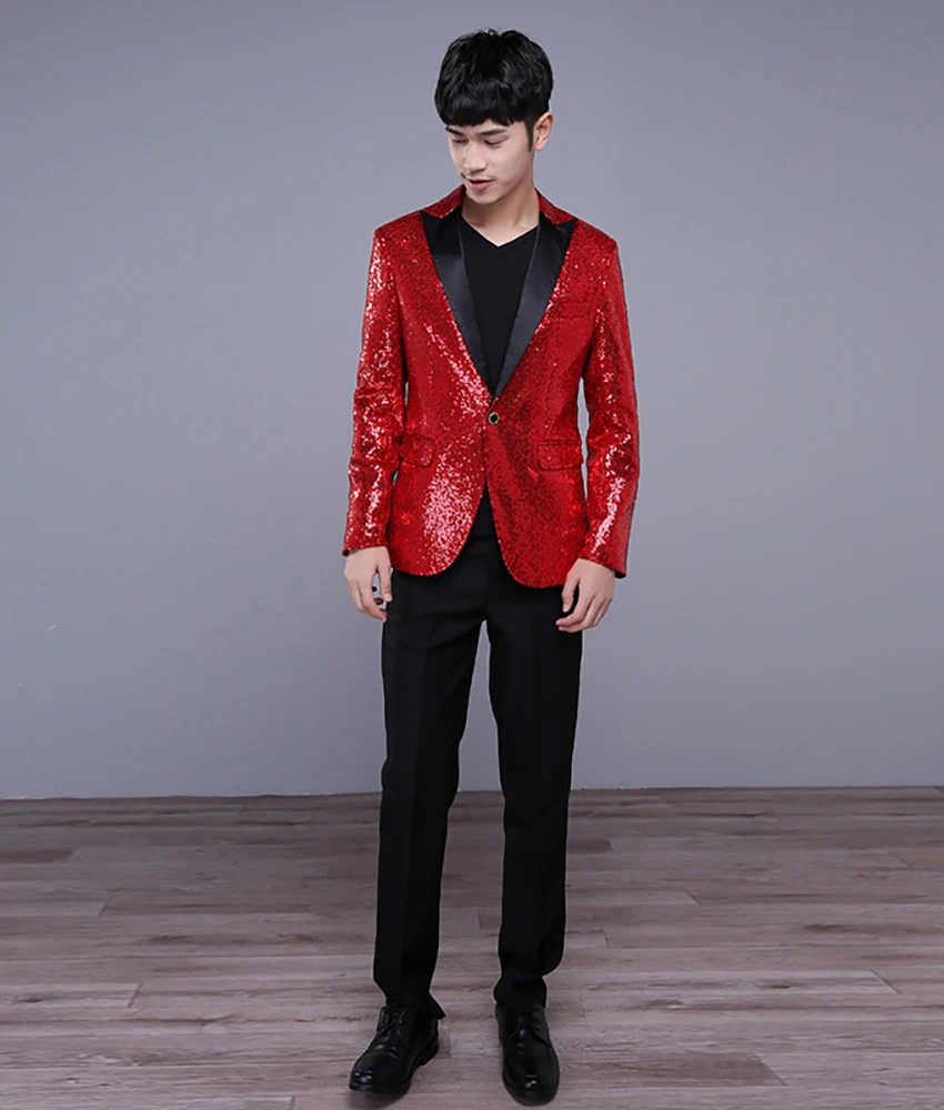 Delicate Men's Sequin 2-Piece Suit, Single Breasted Blazer and Pants Set for Groom, Wedding, Prom and Stage Performance.