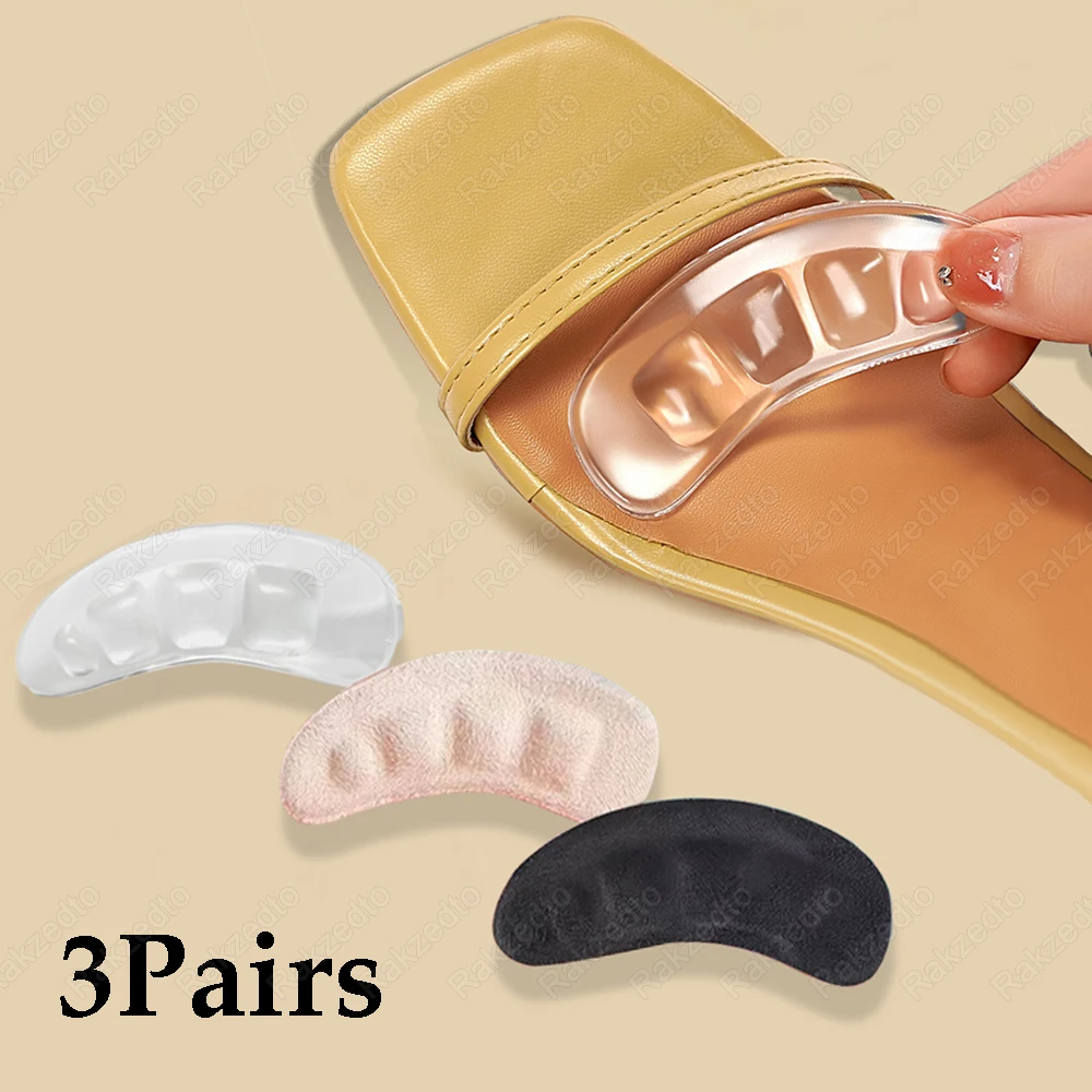 6pcs Gel Forefoot Pads Heel Sticker for Shoes Self-Adhesive Insoles Man Slippers Woman Sandals Non-Slip Toe Pads for High Heels