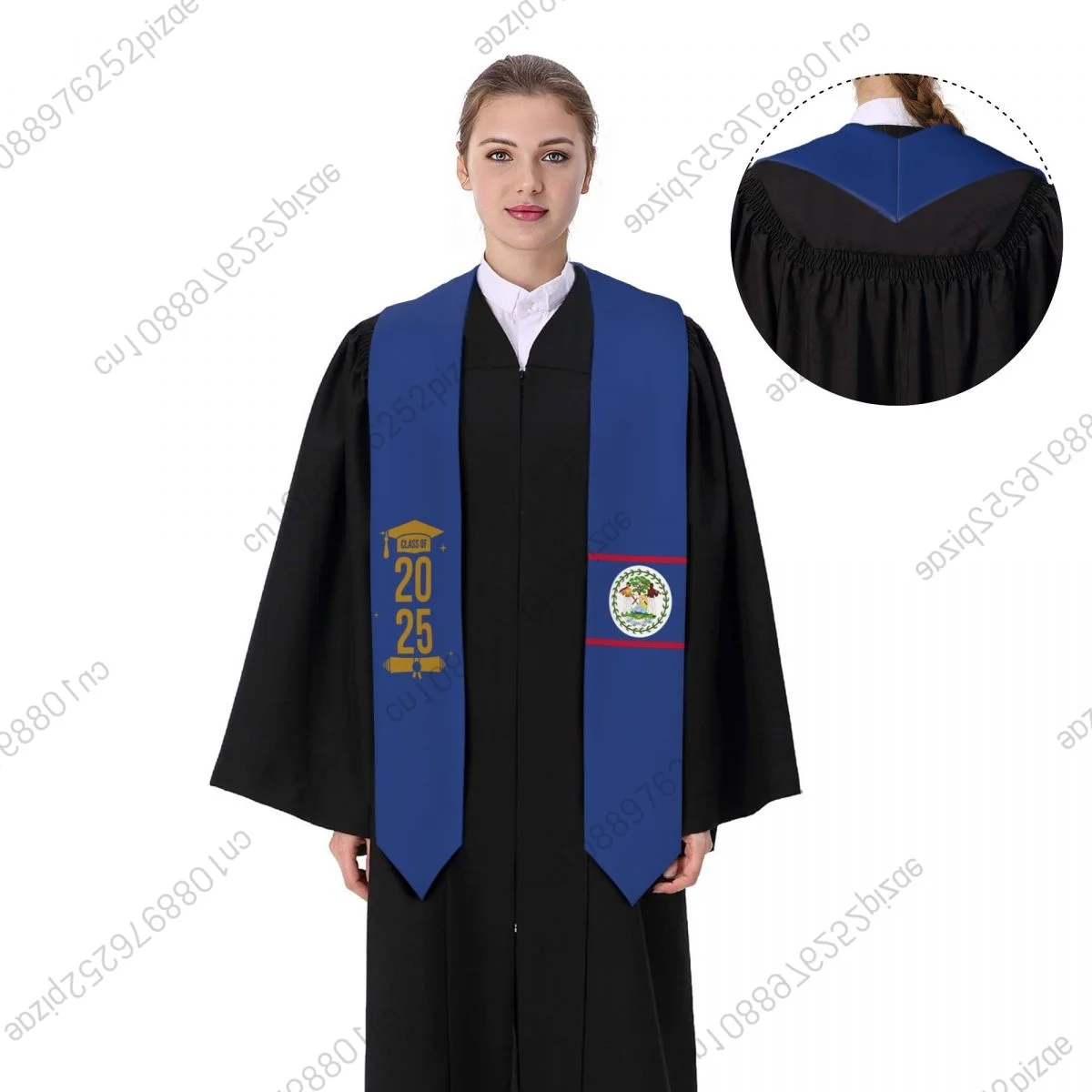 

New Belize Flag Class Of 2025 183*13CM Graduation Stole Sash Scarf For International Students Proud