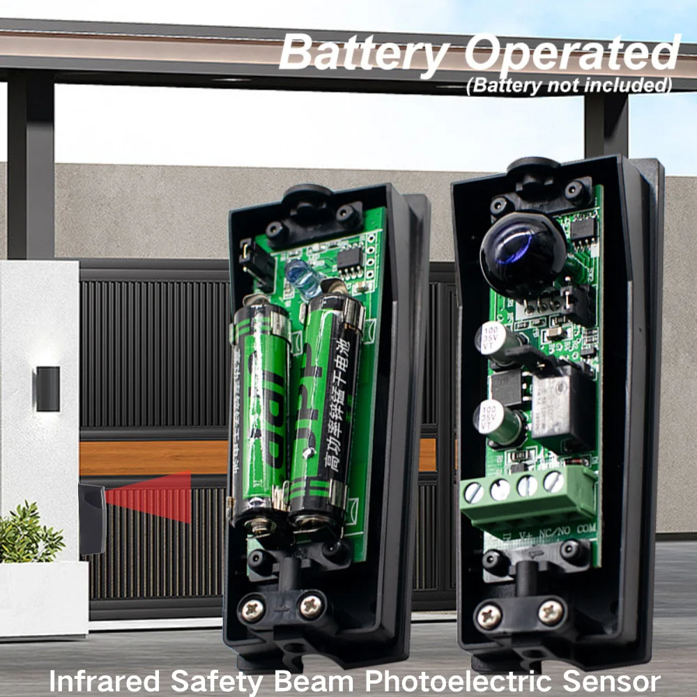Battery Powered Wireless Infrared Safety Beam Photocell Sensor 12m Range for Automatic Sliding Gate Door Opener