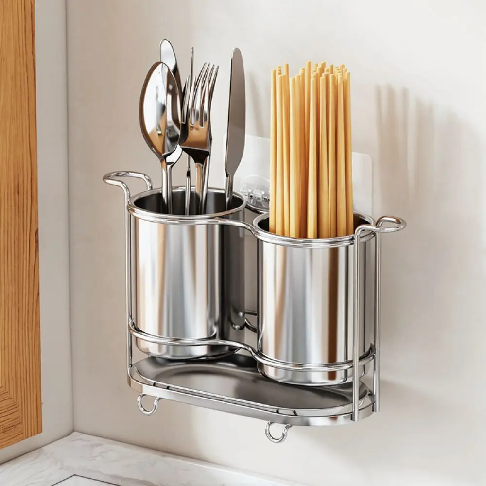 304 Stainless Steel Cutlery Storage Holder Kitchen Wall Mount Organizer Drainer Box For For Jimi Kitchenware Accessory