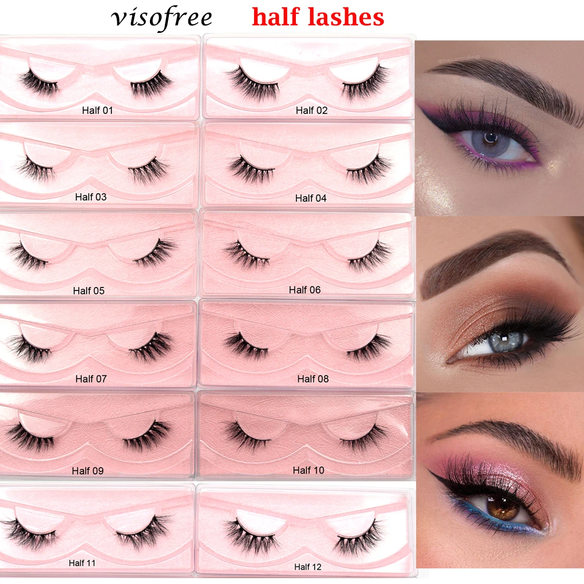 

Visofree Half Lashes Natural False Eyelashes Fake Lashes Wispy Long Makeup 3D Mink Lashes Eyelash Extension Mink Eyelashes