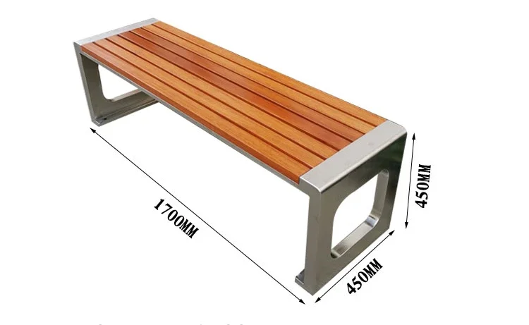 Park outdoor bench stainless steel seat