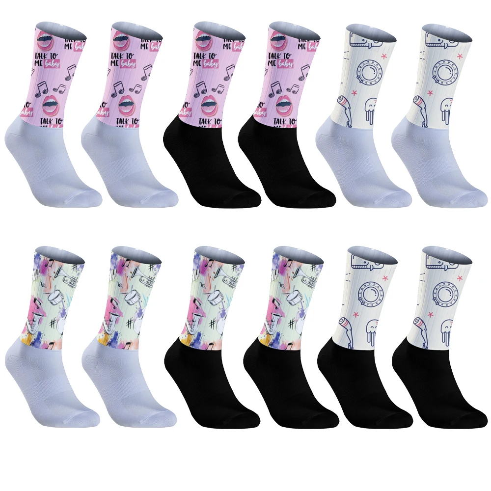 6pair Colorful  Straight Socks Male Mens Women Autumn Stockings Polyester Harajuku cycling socks